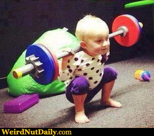 Funny Pictures @ WeirdNutDaily - Baby Weigh Lifter